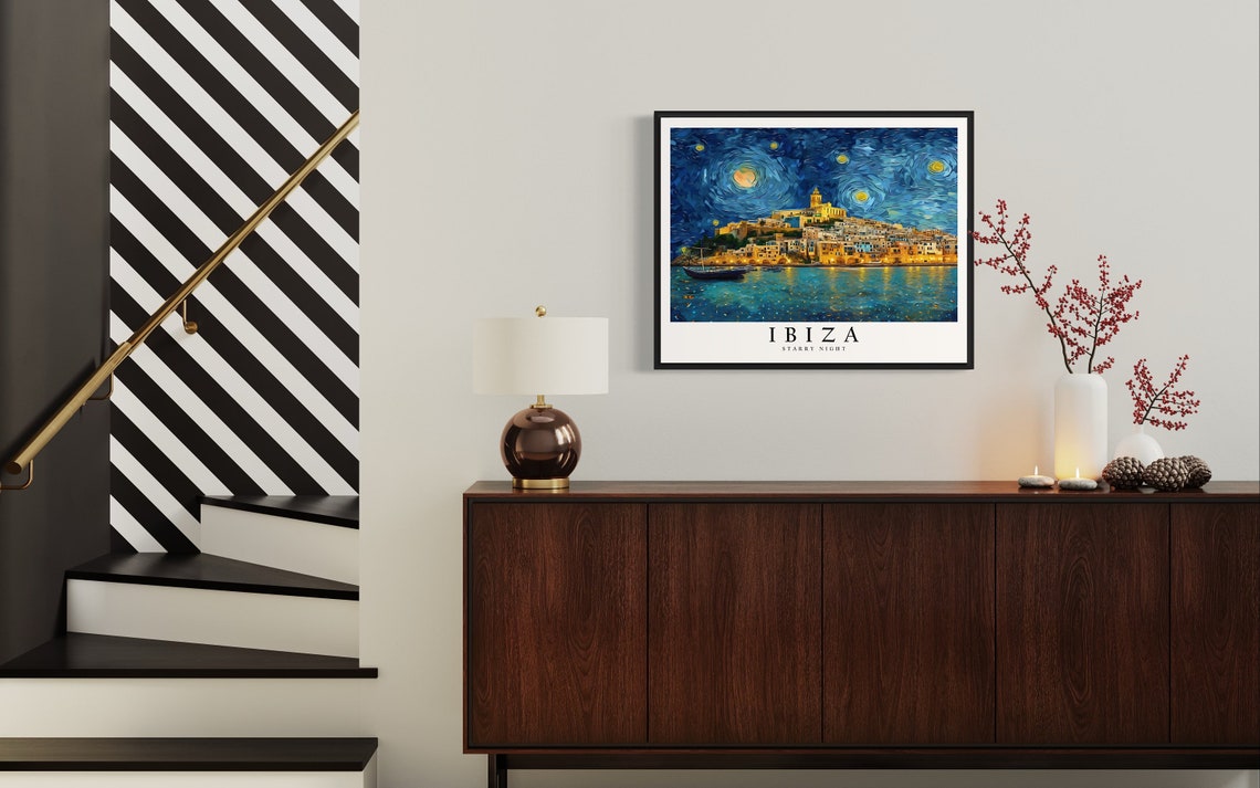 Ibiza Starry Night Art Print Van Gogh Ibiza Poster Wall Art Original Ibiza Painting Decor - Image 4