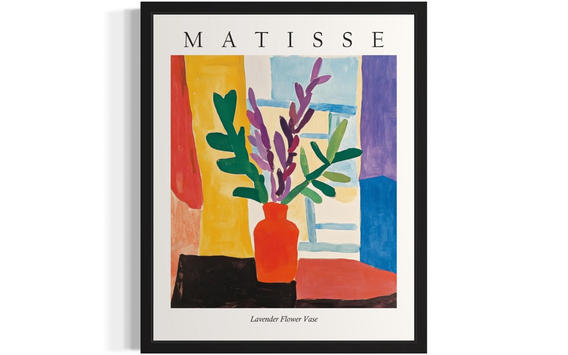 Matisse Style Lavender Flower Vase Calm Fauvist Still Life Poster