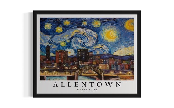 Allentown Pennsylania Starry Night Art Print Wall Poster Original Paint Artwork Decor