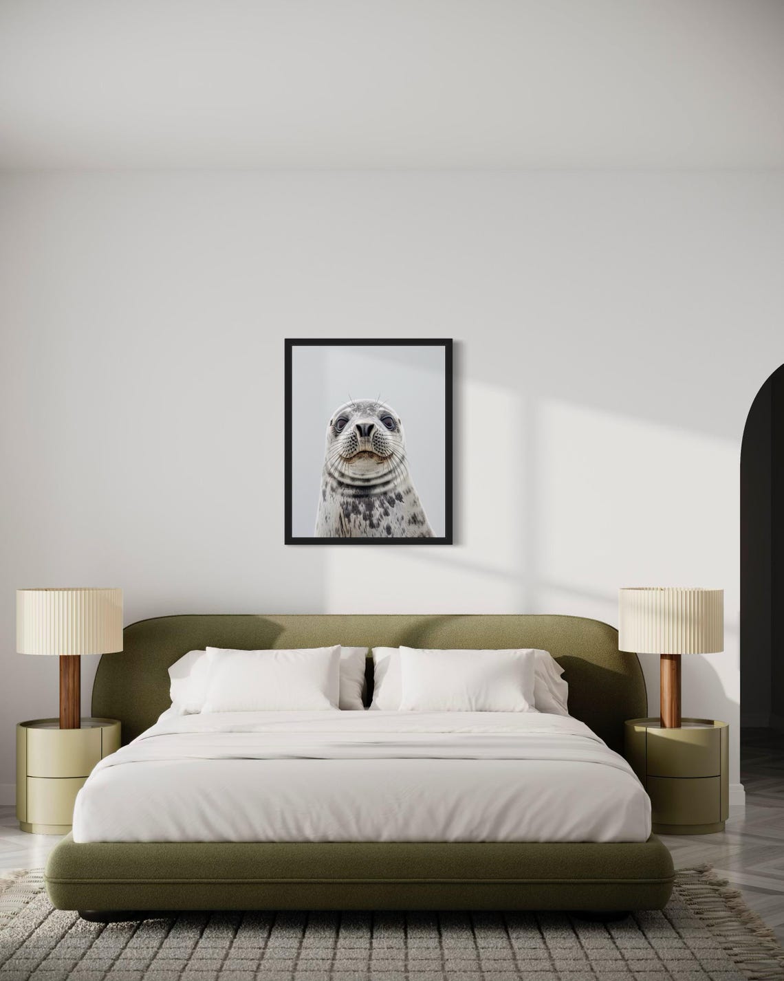 Sweet Harbor Seal Face Close-Up on Gray Background Photo Poster - Image 3