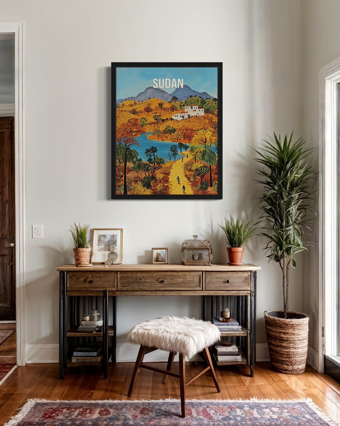 Sudan Lake Oasis Village Vintage Travel Poster Artwork Scenic - Image 4