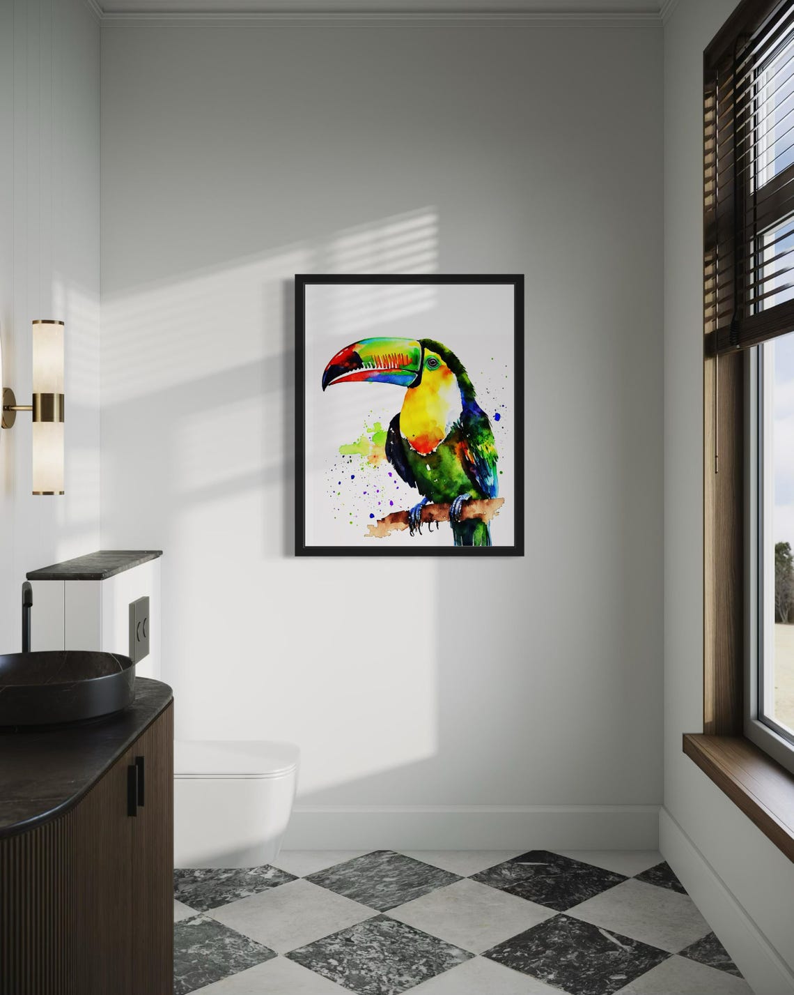 Keel Billed Toucan With Rainbow Beak In Watercolor Bird Poster - Image 2
