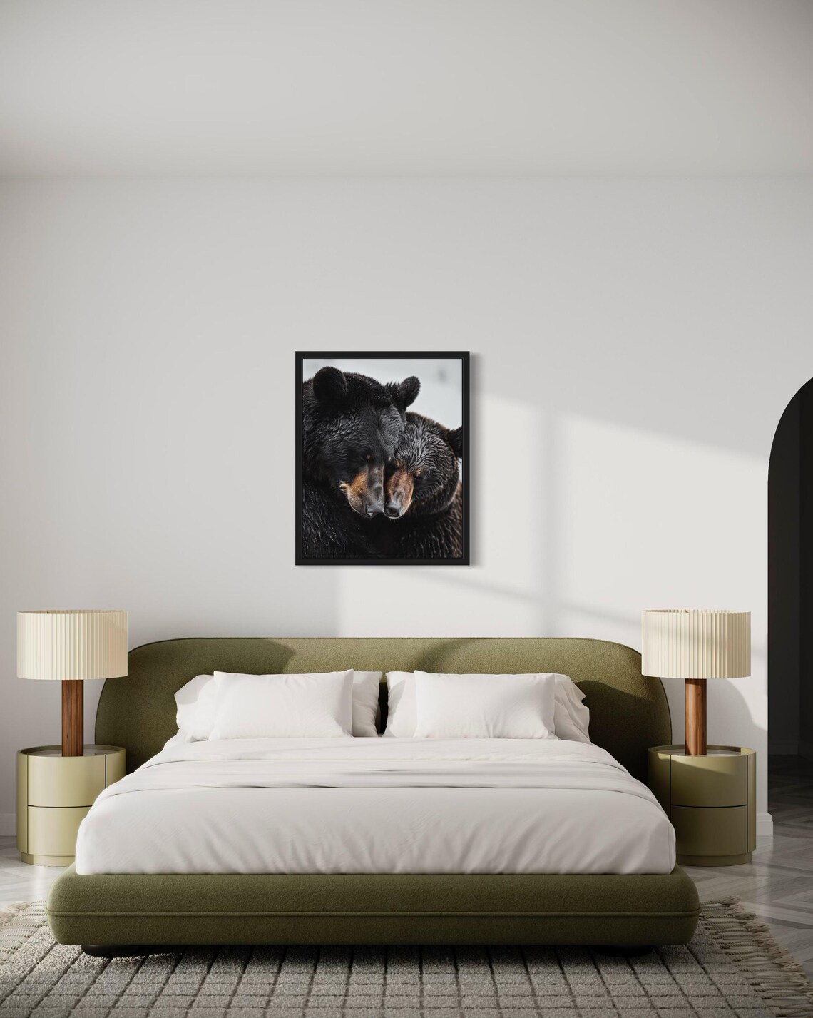 Two Bears Nuzzling Tender Moment Minimalist Wildlife Photo Poster - Image 3