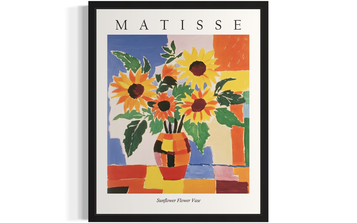 Matisse Style Sunflower Flower Vase Sunny Fauvist Still Life Poster