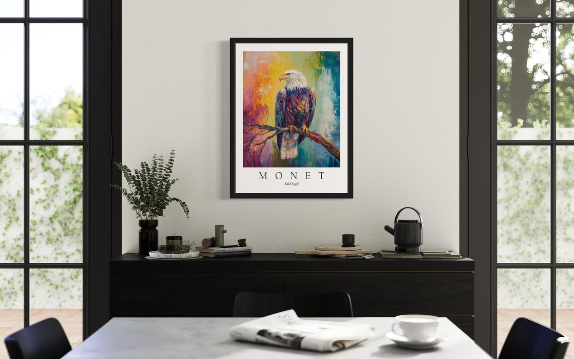 Bald Eagle Bird, Monet-Inspired Art Print - Image 4