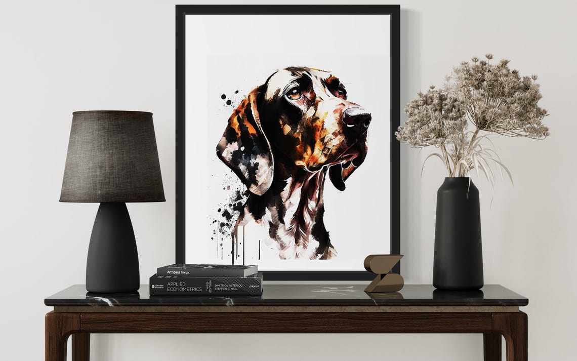 Plott Hound Dog Brindle Coat Watercolor Profile Portrait Poster - Image 3