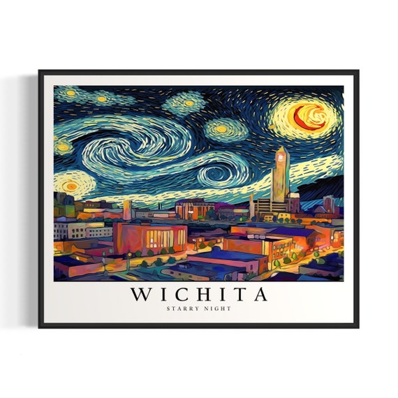 Wichita Starry Night Art Print Van Gogh Wichita Poster Wall Art Original Wichita Painting Decor