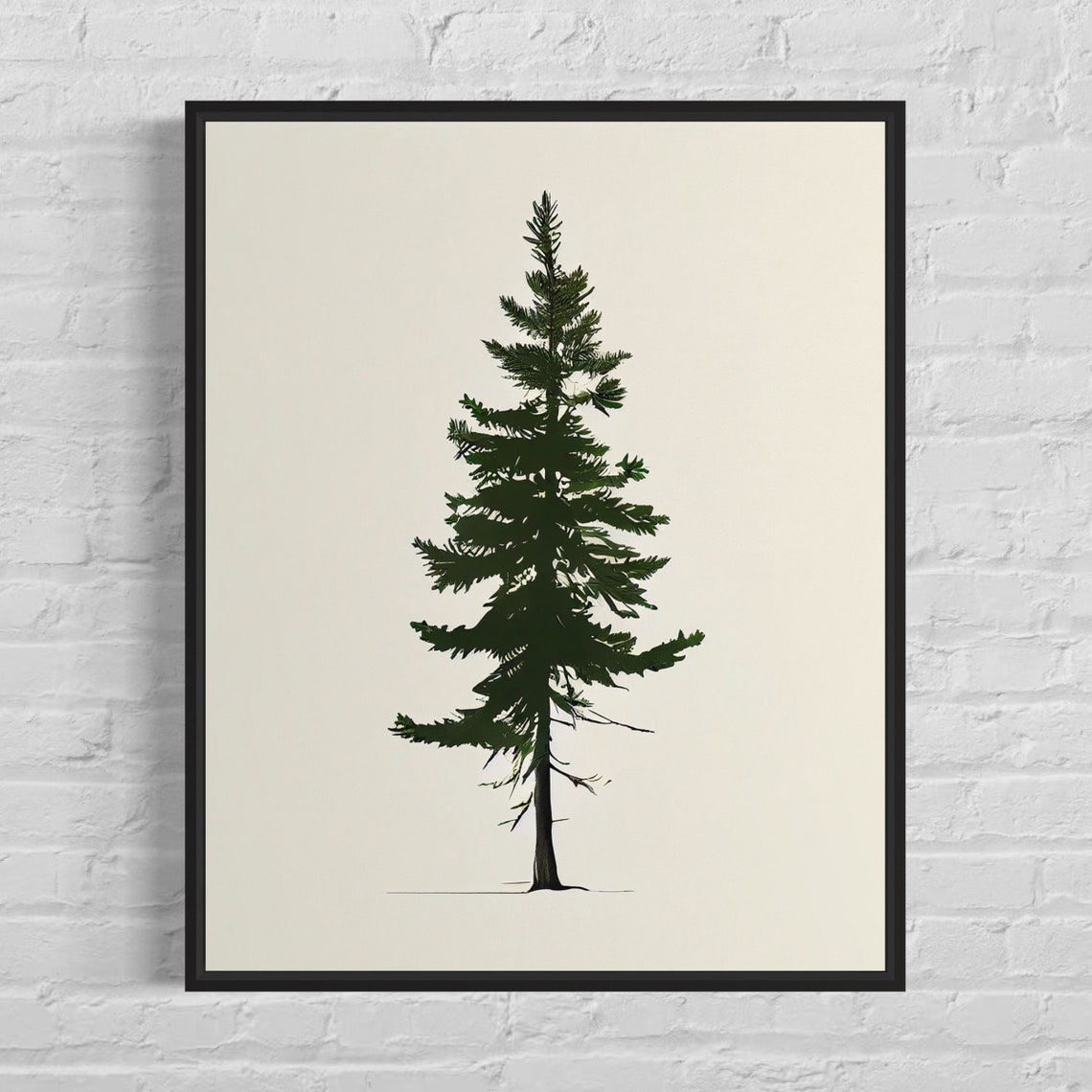 Lone Balsam Fir Tree Minimalist Botanical Silhouette Art Poster