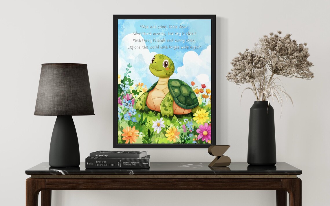 Happy Baby Turtle with Sweet Adventure Poem Nursery Wall Poster - Image 2