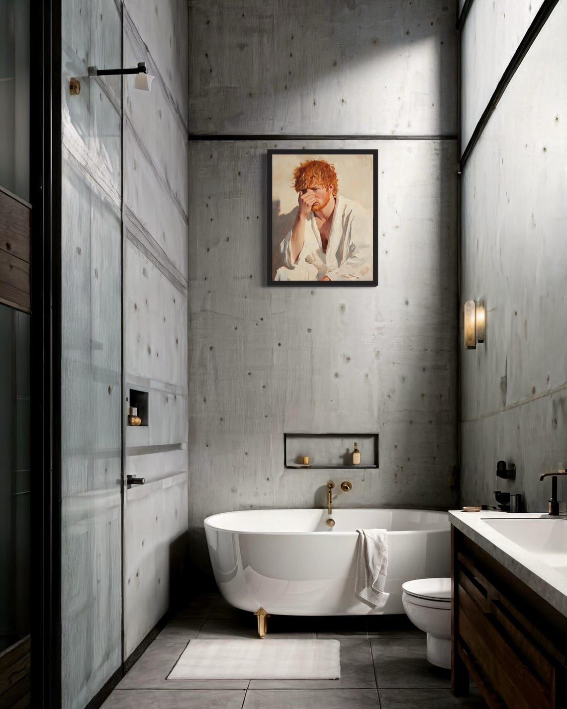 Male Hold Nose Bathroom Wall Art Print - Image 2