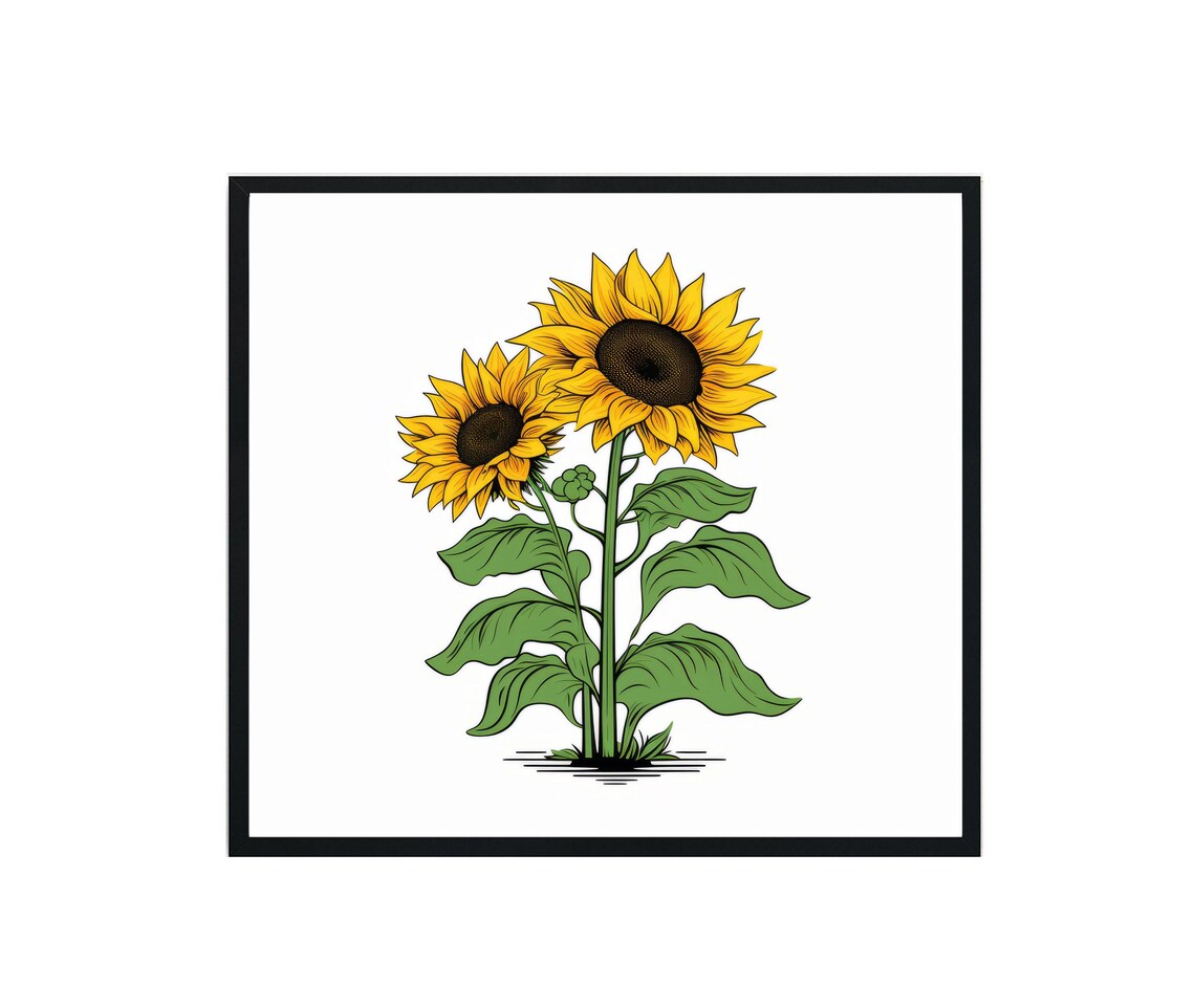 Sunflower Plants, Botanical Wall Art Print