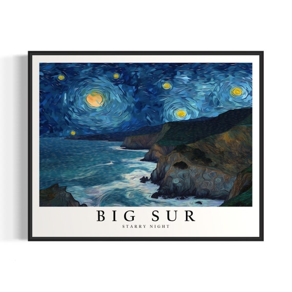 Big Sur Starry Night Art Print Van Gogh Big Sur Poster Wall Art Original Big Sur Painting Decor