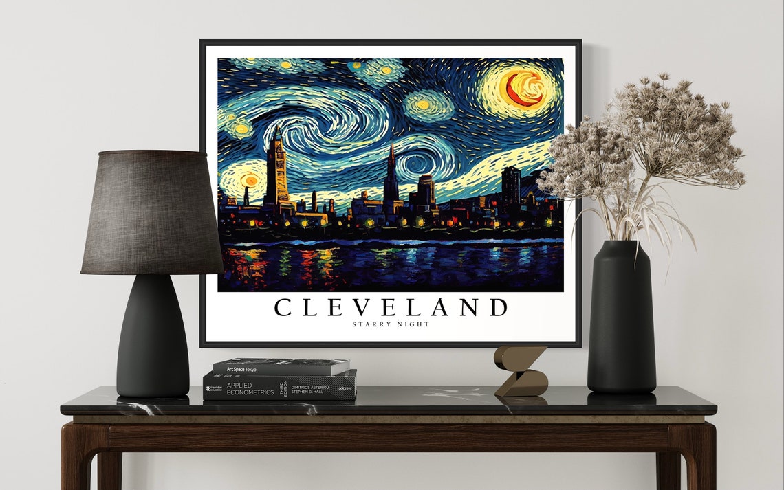 Cleveland Lakefront Skyline Van Gogh Starry Night Ohio Poster - Image 3