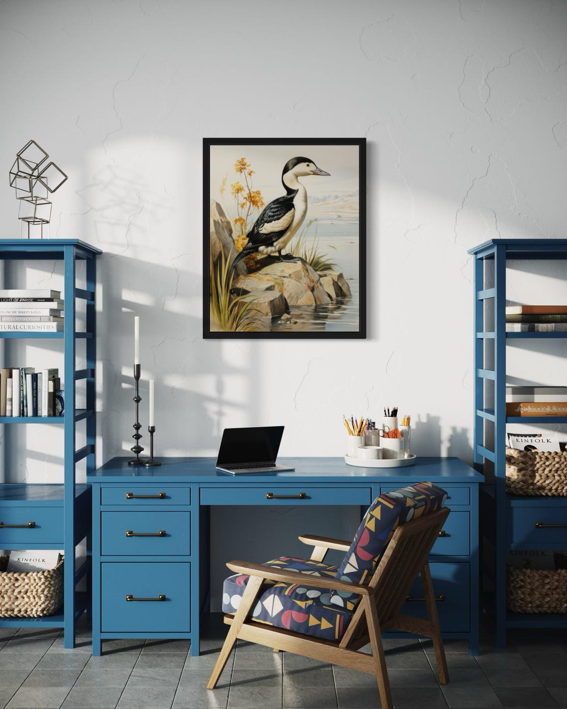 Common Eider Drake Standing on Seaside Rocks Vintage Sea Duck Poster - Image 3