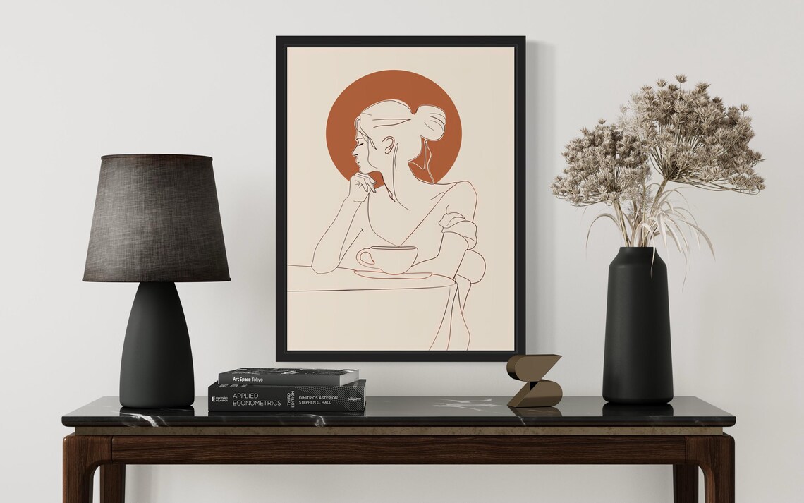 Coffee Female Boho Poster Print, Original Paint Artwork - Image 3