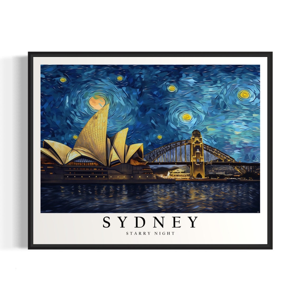 Sydney Starry Night Opera House Harbour Bridge Night Glow Poster