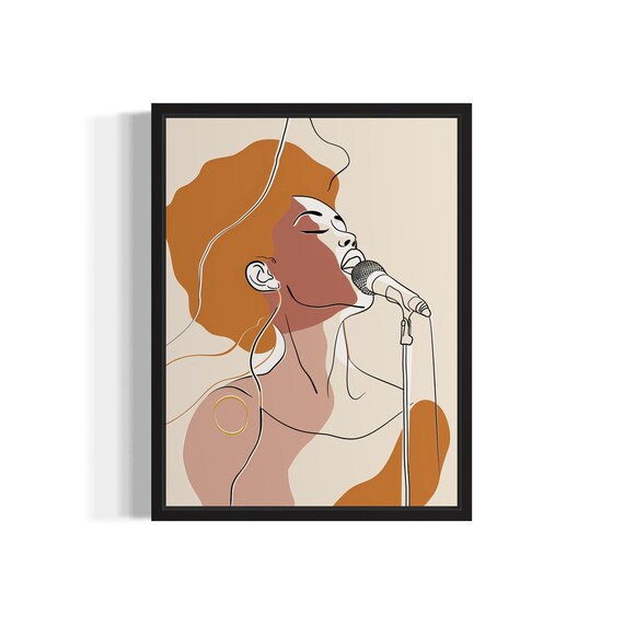 Soulful Female Singer Line Art Terracotta Minimalist Music Poster