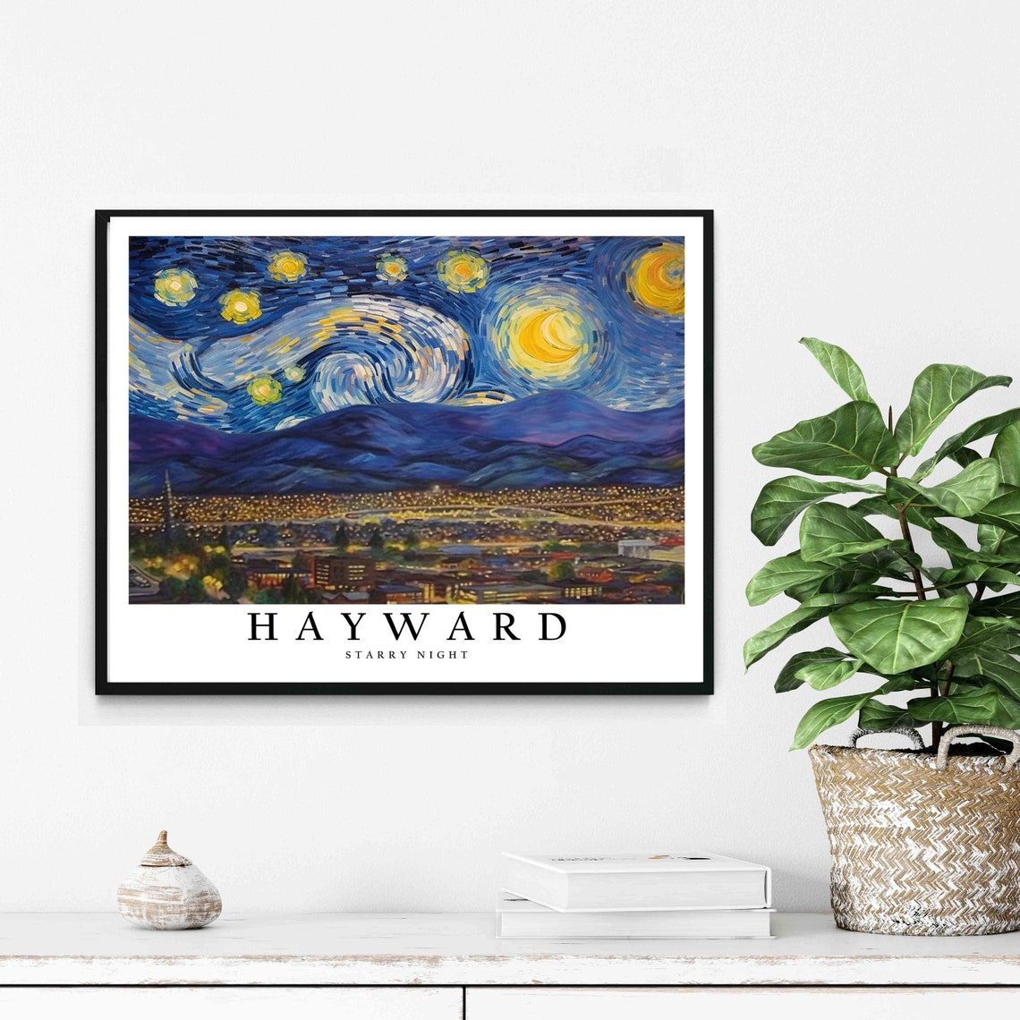 Hayward Starry Night City Lights Valley Rolling Hills Poster - Image 2
