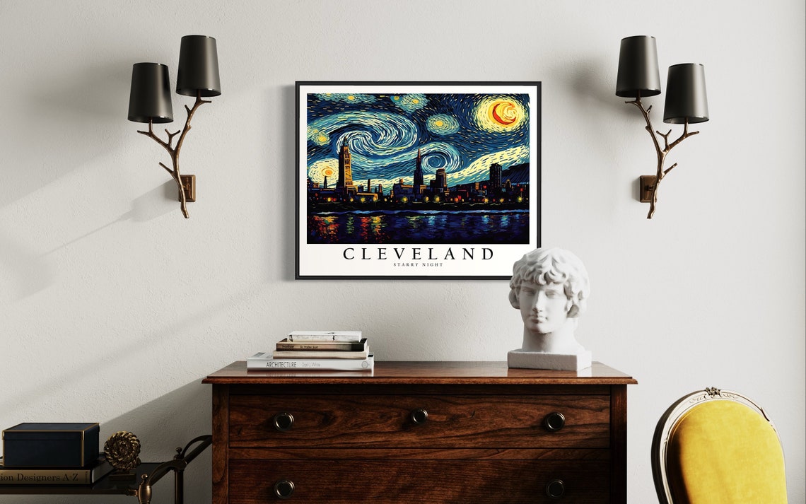 Cleveland Lakefront Skyline Van Gogh Starry Night Ohio Poster - Image 4