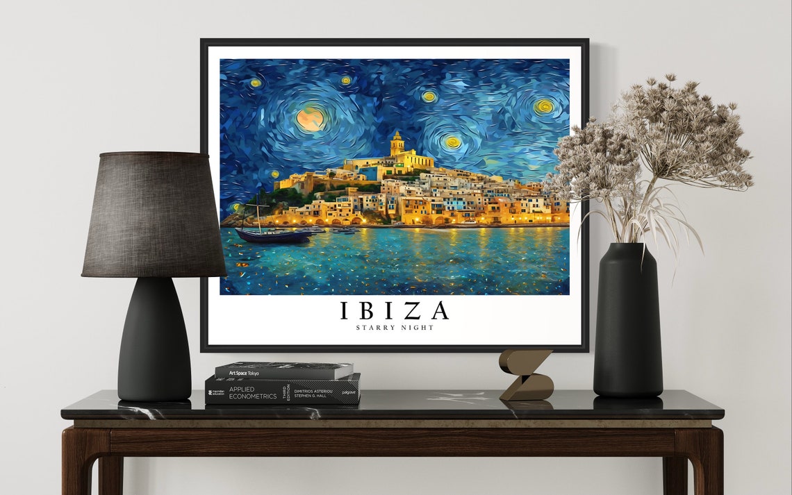 Ibiza Starry Night Art Print Van Gogh Ibiza Poster Wall Art Original Ibiza Painting Decor - Image 3