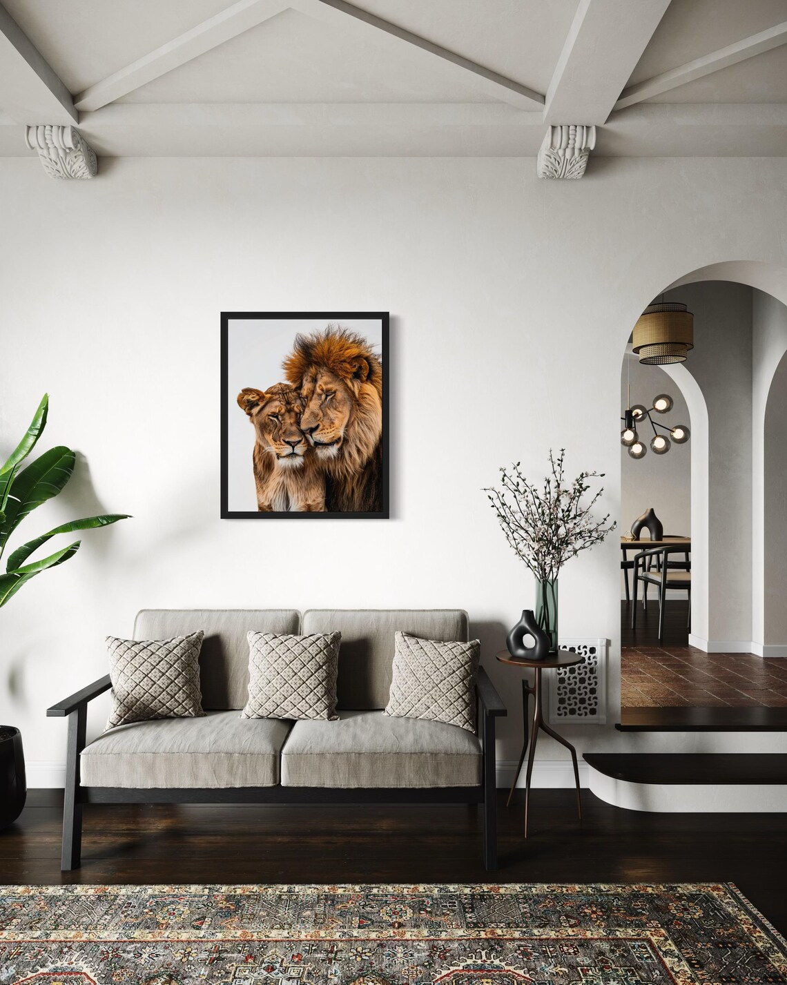 Tender Lion and Lioness Nuzzling Couple Wildlife Photo Poster - Image 4