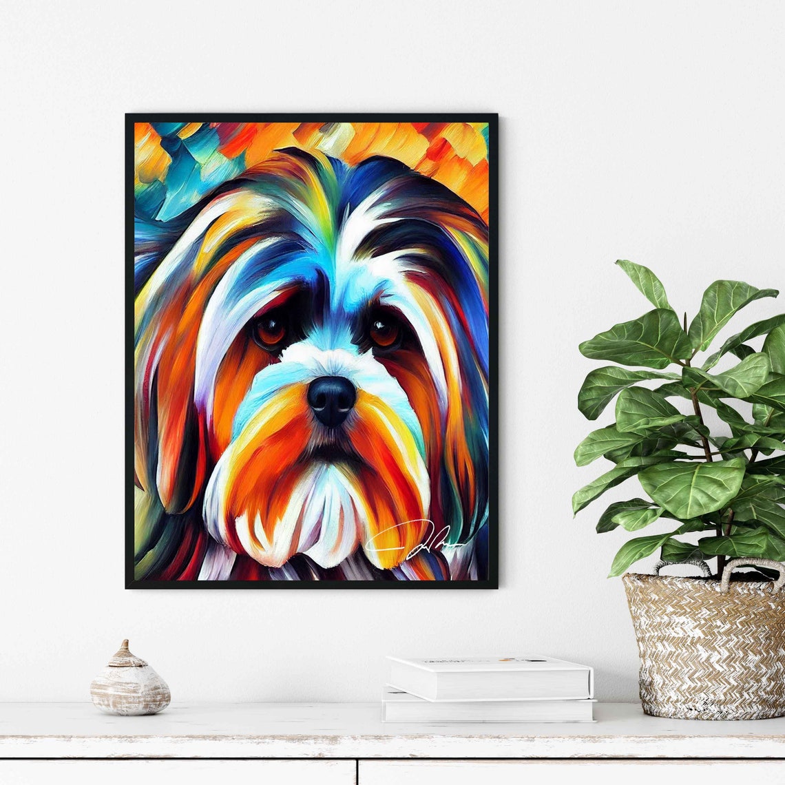 Lhasa Apso Dog Rainbow Abstract Oil Portrait Colorful Art Poster - Image 3