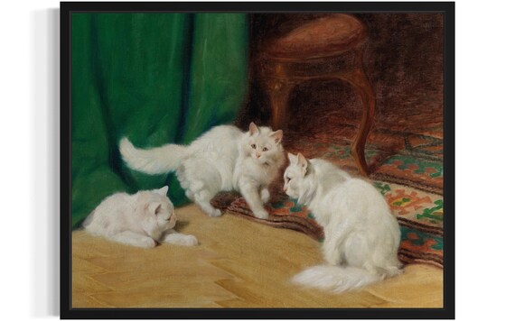 White Cats Wall Art Print