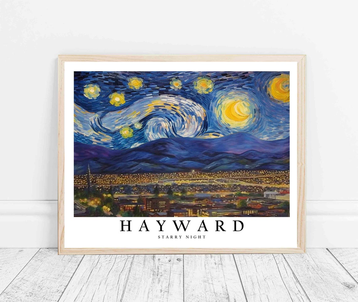 Hayward Starry Night City Lights Valley Rolling Hills Poster - Image 3