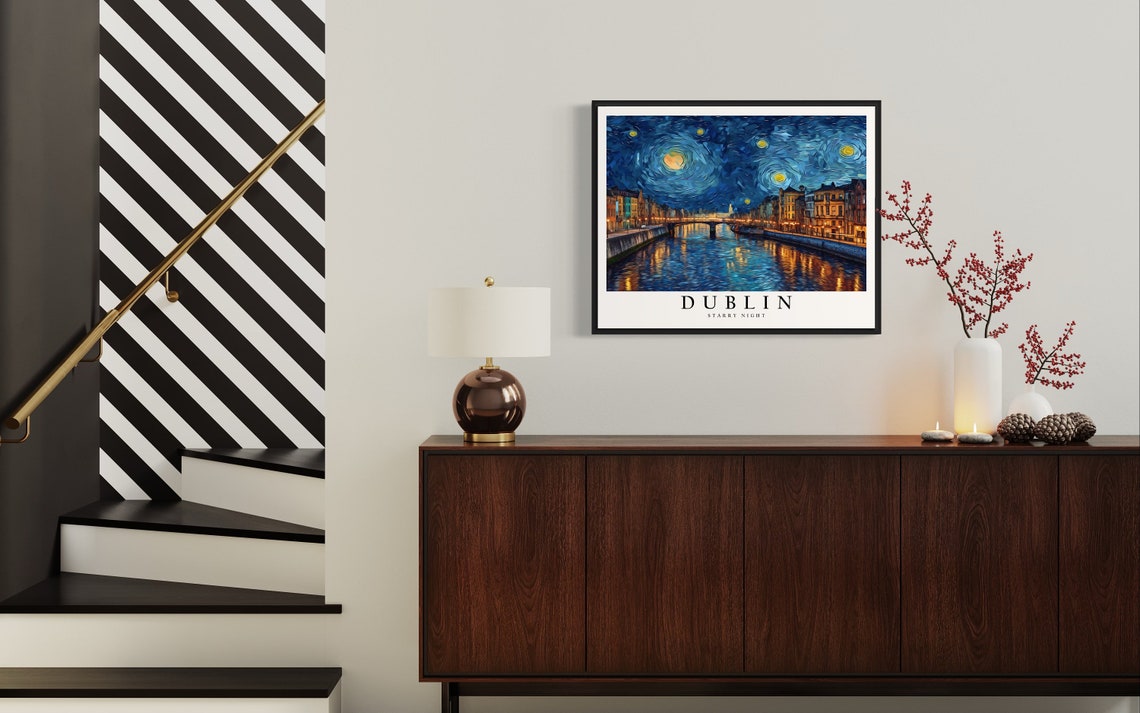Dublin Starry Night River Van Gogh Style Cityscape Art Poster - Image 4