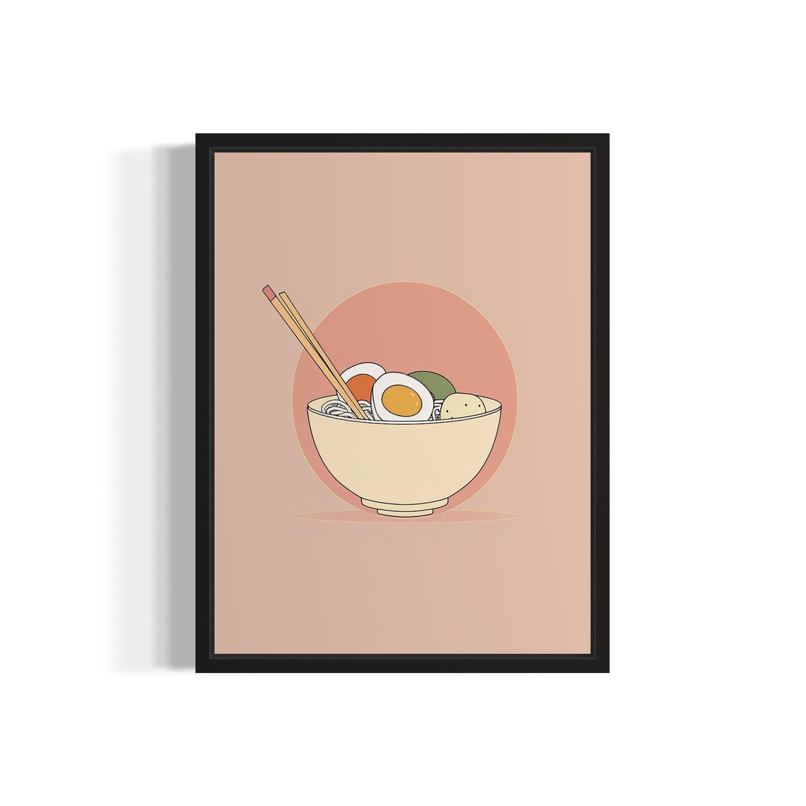 Ramen Bowl Chopsticks Minimal Food Illustration Blush Art Poster