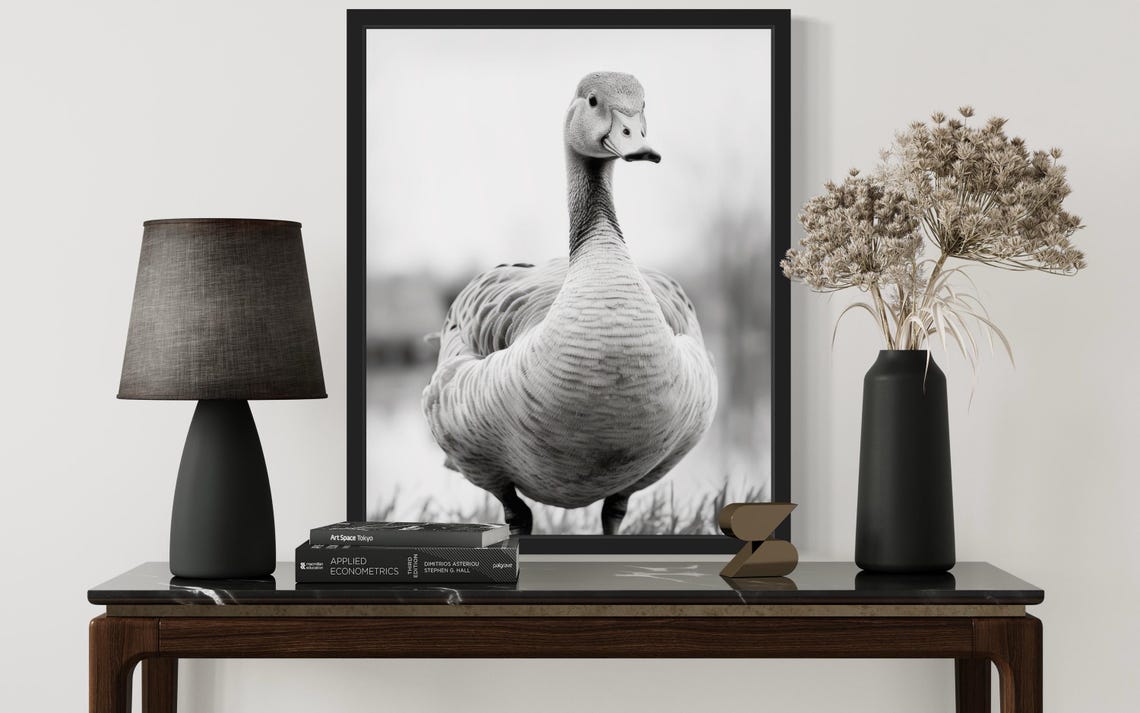 Goose Close Up Portrait In Black And White Photo Style Poster - Image 2