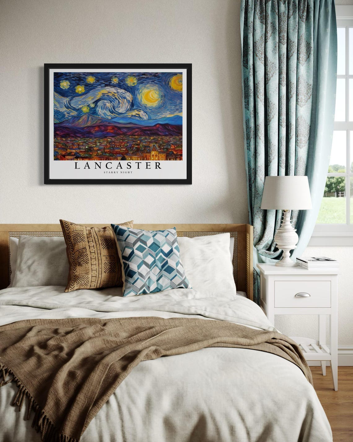 Lancaster California Valley Town Starry Night Mountain Poster - Image 2