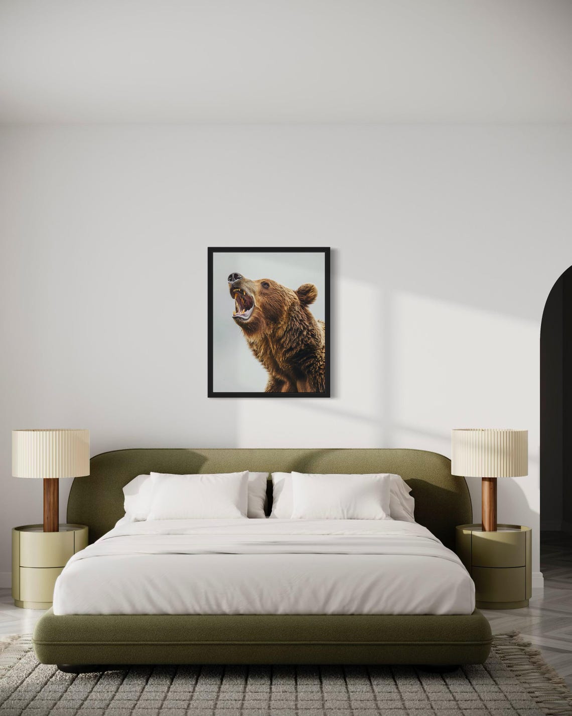 Roaring Brown Bear Head Profile Minimalist Wildlife Photo Poster - Image 3