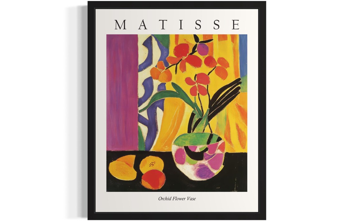 Matisse Style Orchid Flower Vase Exotic Fauvist Still Life Poster