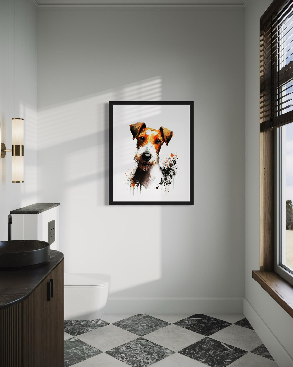 Fox Terrier Brown White Dog Watercolor Portrait Breed Art Poster - Image 4