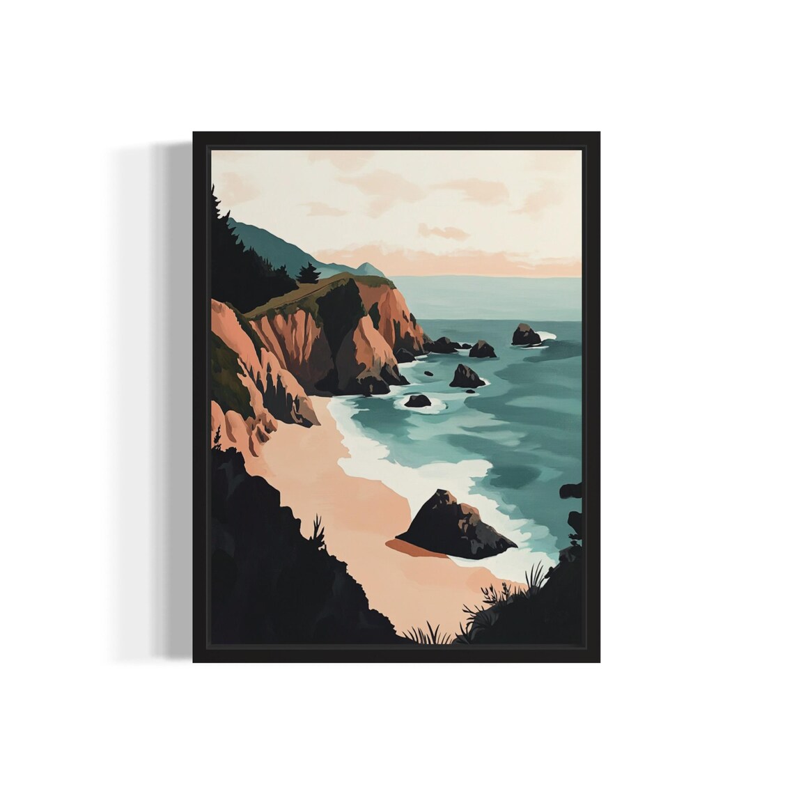 Big Sur Abstract Boho Poster Print, Bathroom Decor