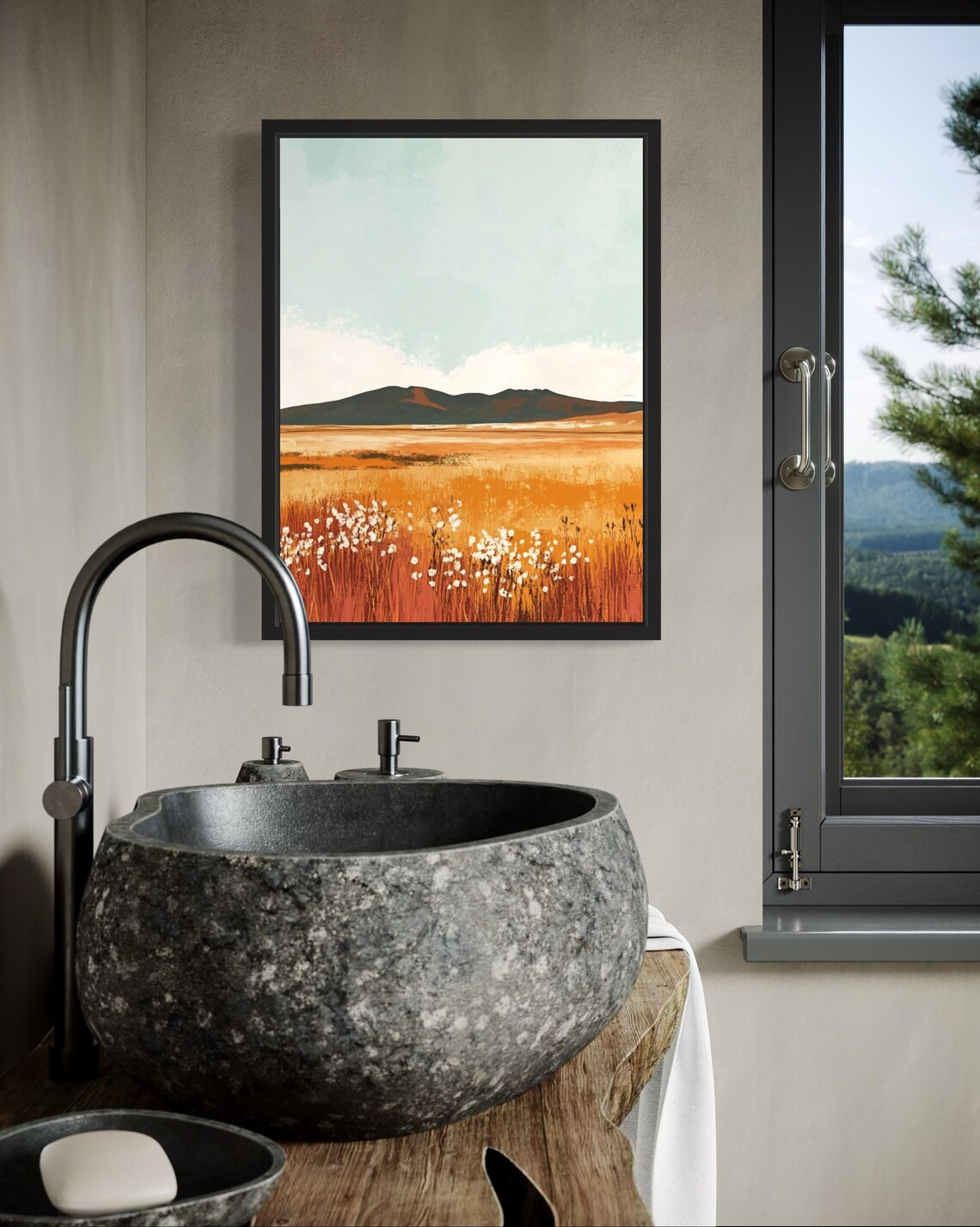 Carrizo Plain Abstract Boho Bathroom Decor - Image 2