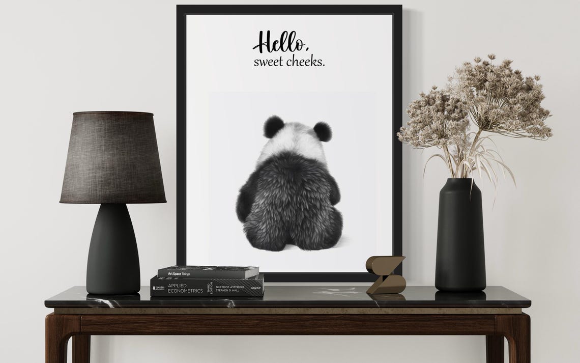Hello Sweet Cheeks Giant Panda Sitting Bathroom Humor Poster - Image 3