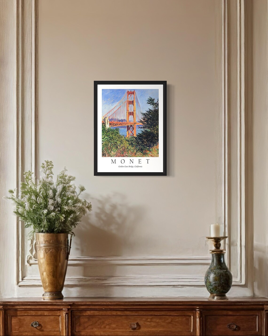 Golden Gate Bridge California Framed by Trees Monet Style Poster - Image 2
