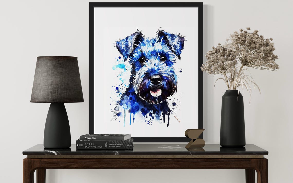 Kerry Blue Terrier Blue Watercolor Portrait Splash Dog Poster - Image 3