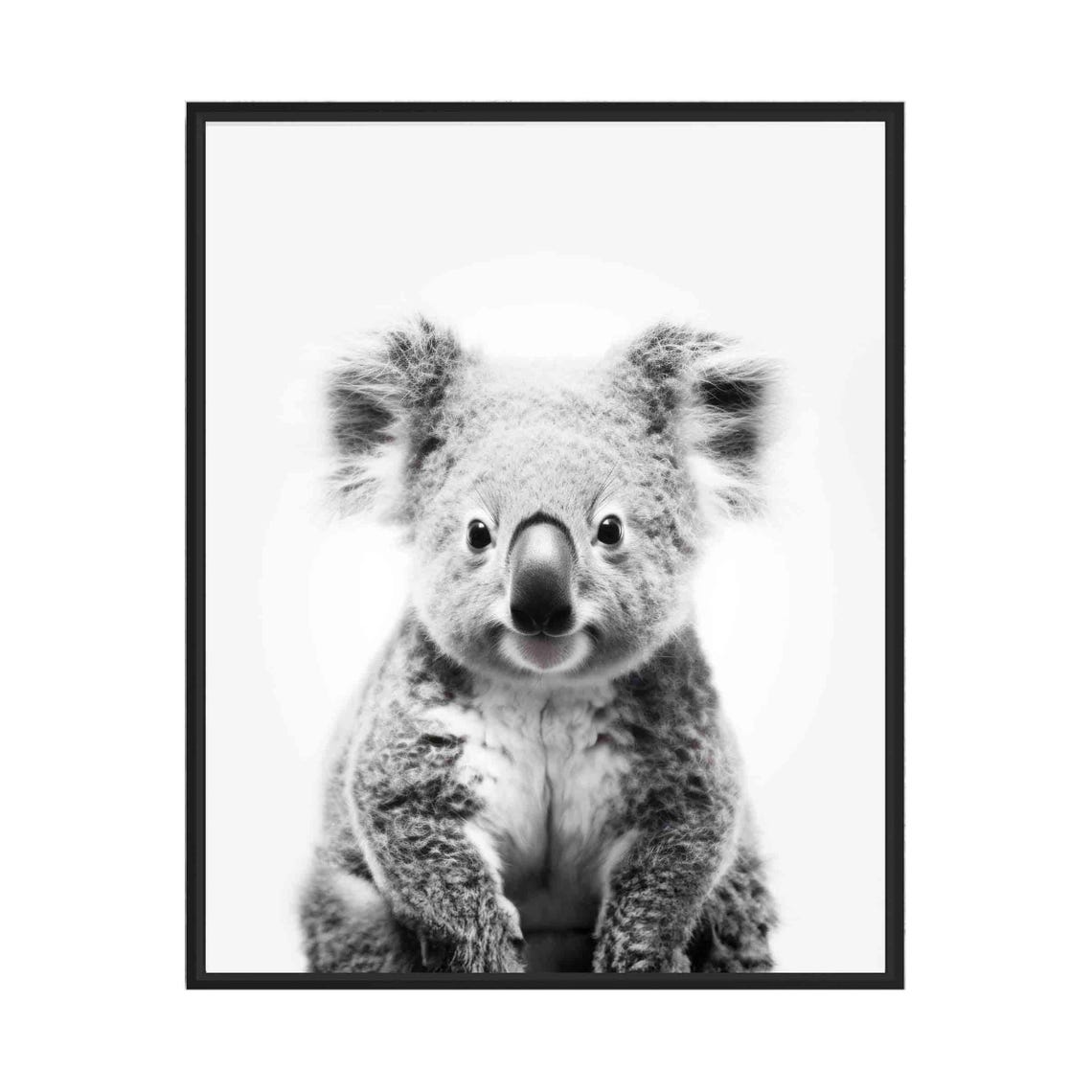 Sweet Koala Face Front View in Black and White Portrait Poster