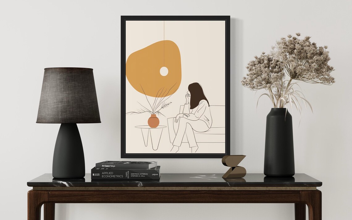 Woman Relaxing On Sofa Minimal Line Art Calm Home Art Poster - Image 3