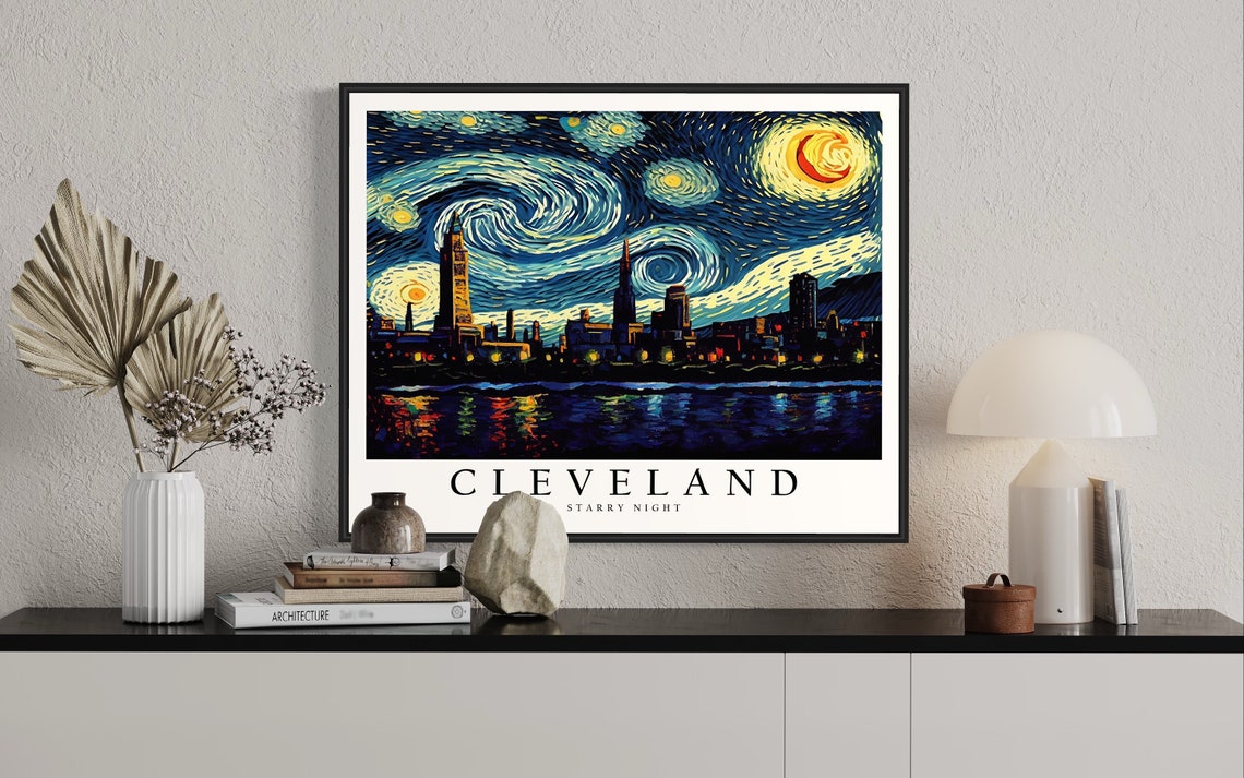 Cleveland Lakefront Skyline Van Gogh Starry Night Ohio Poster - Image 2