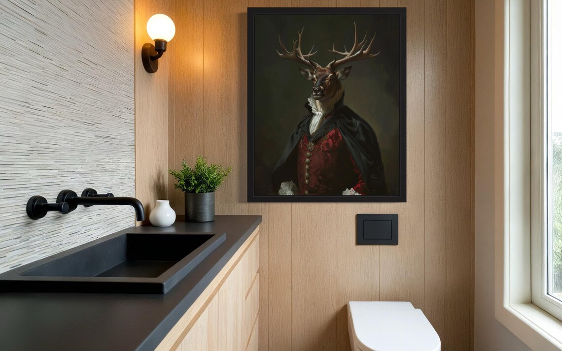 Elk Vampire Gothic Portrait In Victorian Costume Funny Animal Poster - Image 2