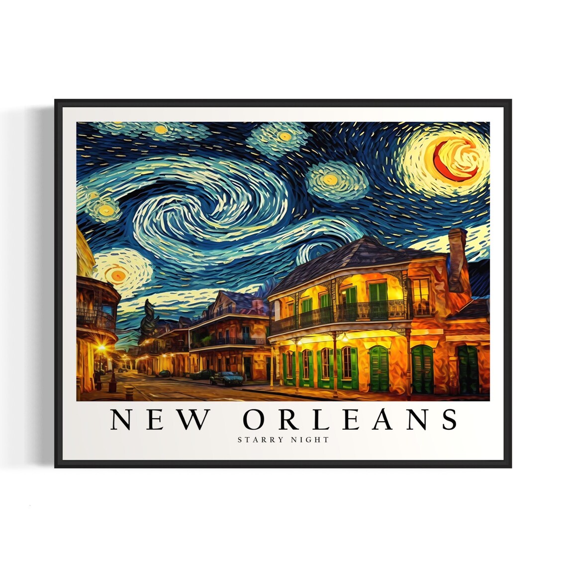 New Orleans French Quarter Van Gogh Starry Night Street Poster