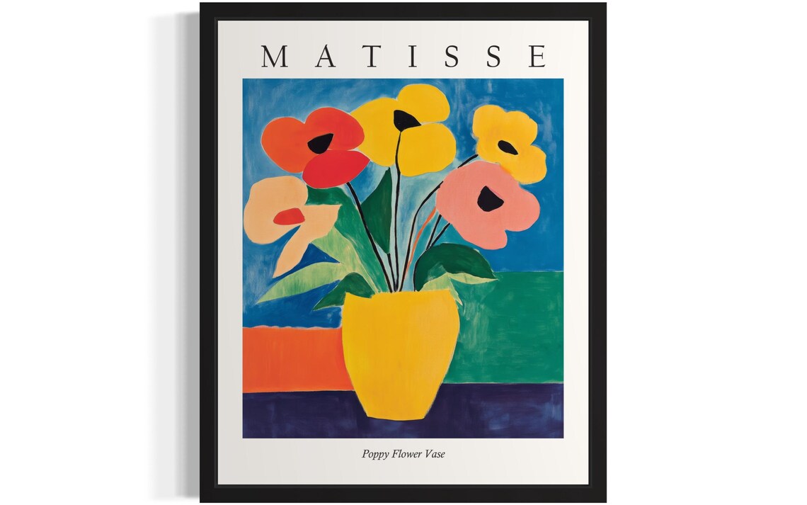 Matisse Style Poppy Flower Vase Striking Fauvist Still Life Poster