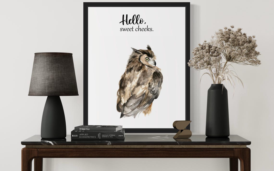 Hello Sweet Cheeks Brown Owl From Behind Bathroom Humor Poster - Image 3