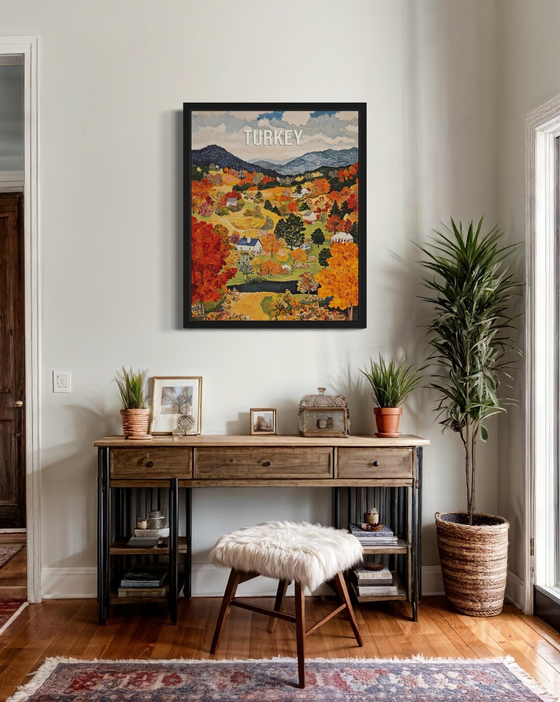 Turkey Autumn Valley Village Vintage Travel Poster Artwork Scene - Image 2