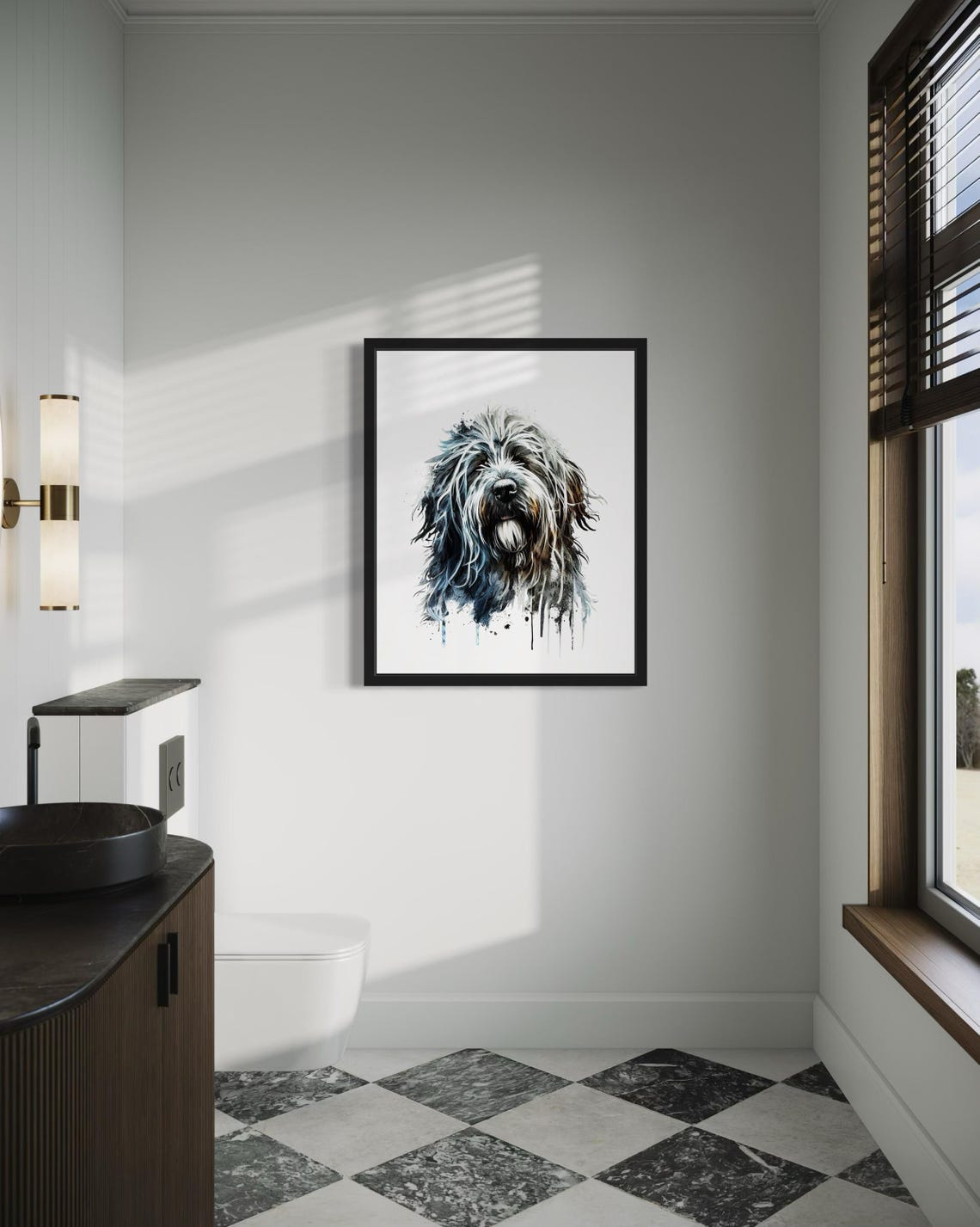 Bergamasco Sheepdog Unique Matted Coat Watercolor Portrait Dog Poster - Image 2