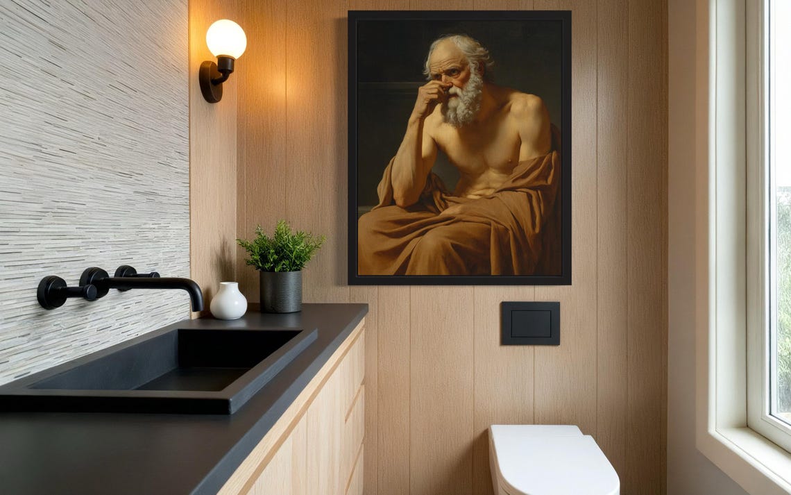 Socrates Hold Nose Bathroom Wall Art - Image 3